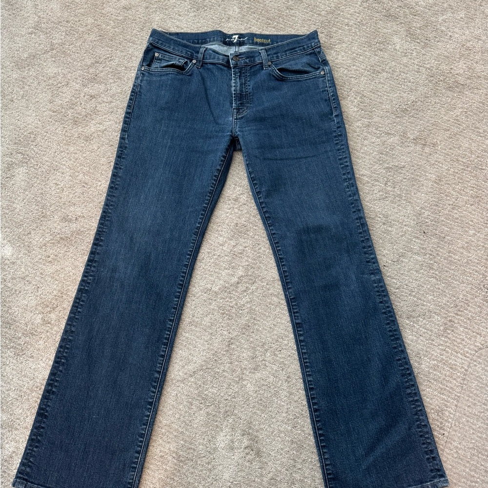Mens 7 For All Mankind Dark Blue Wide Leg Jeans